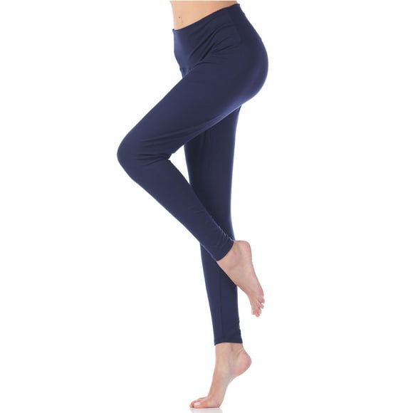 VKOYWKM Yoga Leggings for Women Elastic High Waisted Leggings Solid Color Athletic Gym Workout Leggings Slim Fit Stretchy Yoga Pants Size S Navy