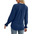 thumbnail image 6 of TEMOFON Long Sleeve Shirts for Women Fall Tops Casual V-neck Blouses Loose Fit T-Shirts Tunics Dressy Flowy Puff Long Sleeve Tops Lightweight Pullover Sweatshirts Solid Color Navyblue Plus Size XXL, 6 of 6