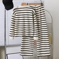 thumbnail image 3 of Tiijoy Girls Fall Outfits Casual Striped Knit Pullover Wide Leg Pants, Sizes 7-8, 3 of 8