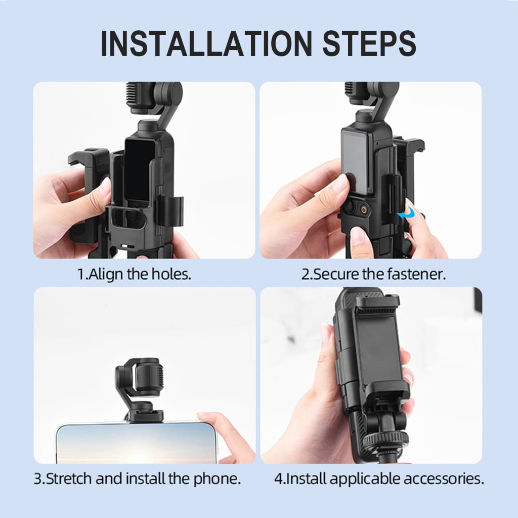 lanema Phone Teleprompter Stand Phone Clip Grip with Cold Shoe for Pocket 3 Gimbal