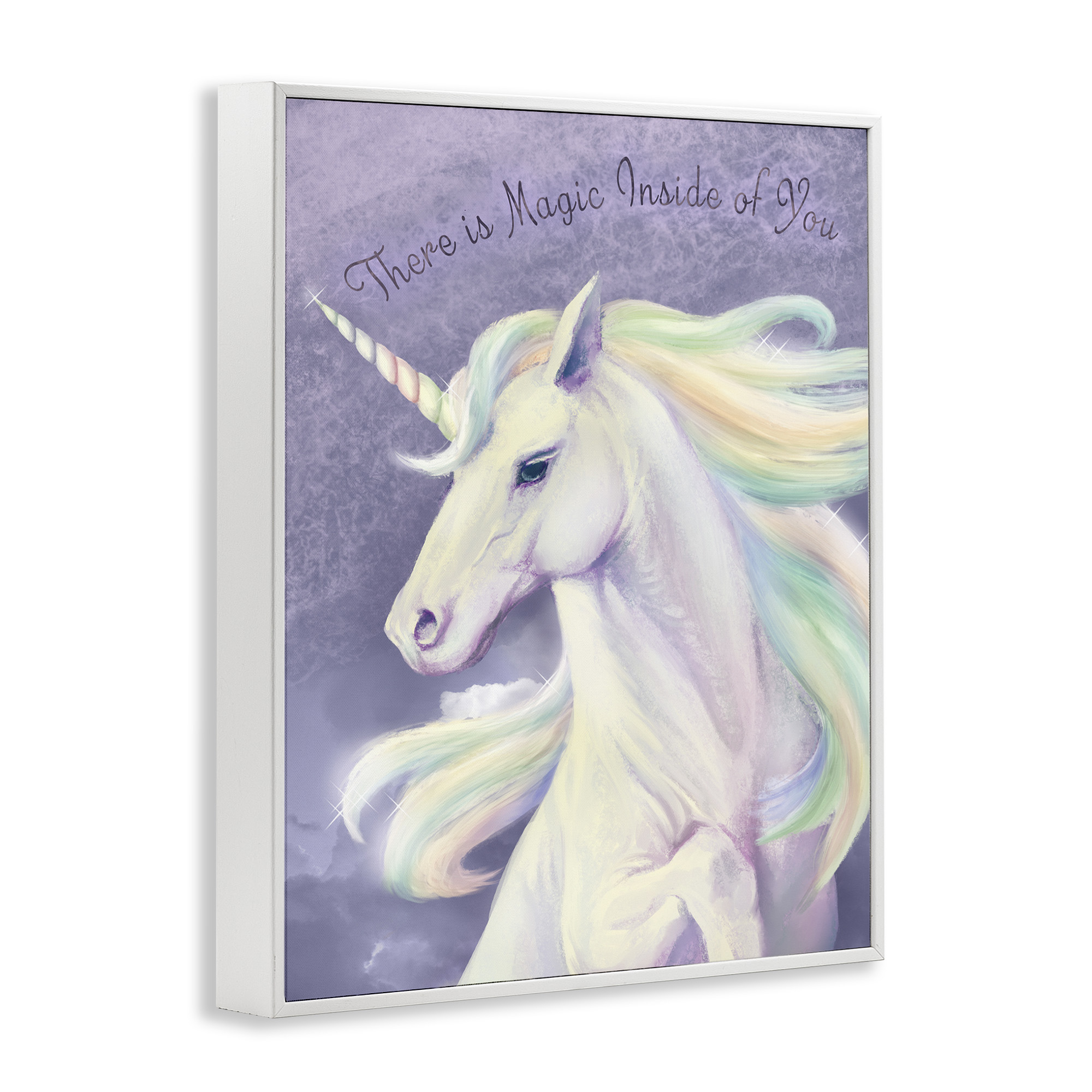 Stupell Industries Magic Inside Of You Inspirational Unicorn Inspirational Painting White Framed Art Print Wall Art, 16 x 20