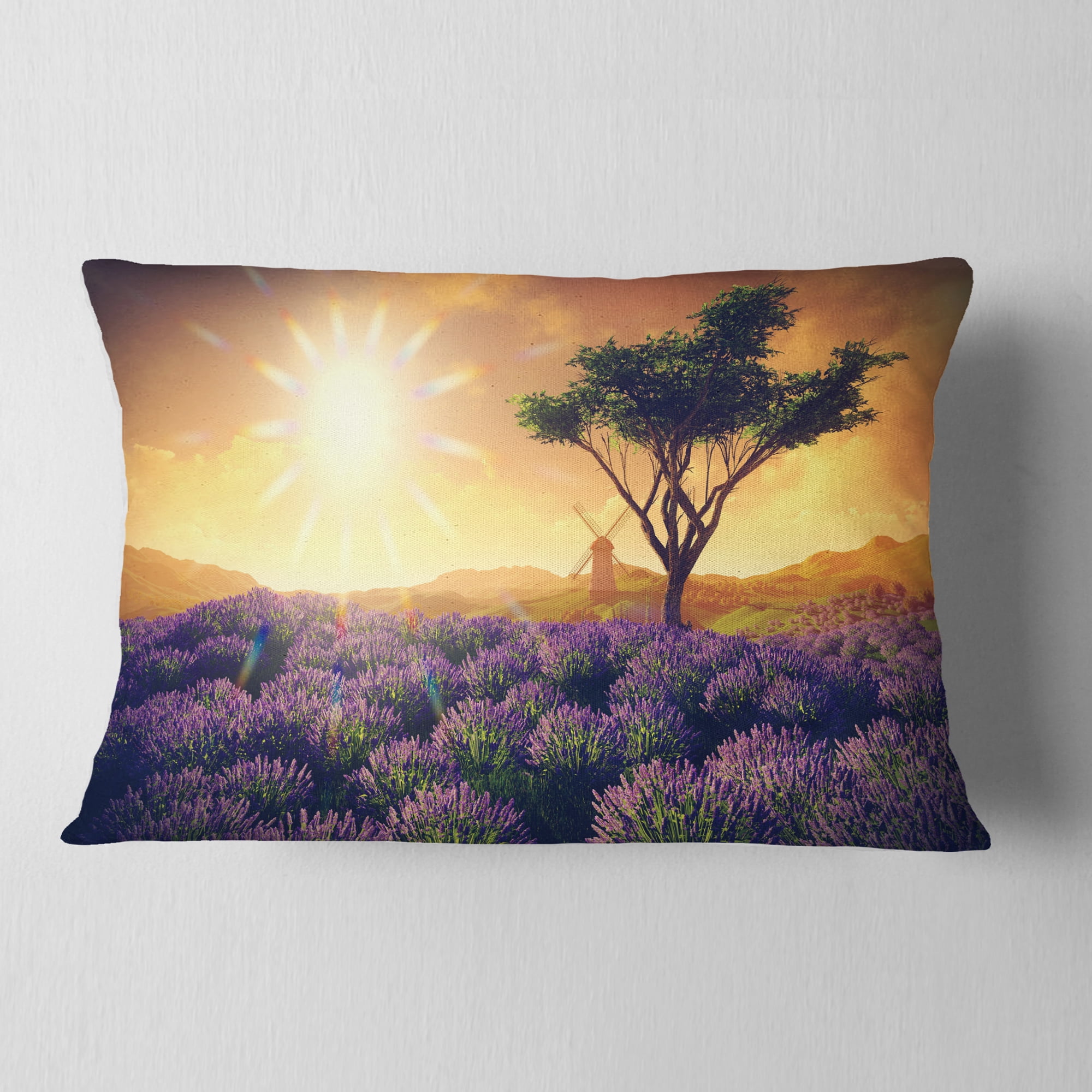 Designart 12" x 20" Purple Polyester Throw Pillow