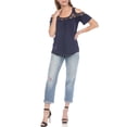 thumbnail image 2 of White Mark Casual Cold Shoulder Lace Trim Knit Blouse, Women's, 2 of 6