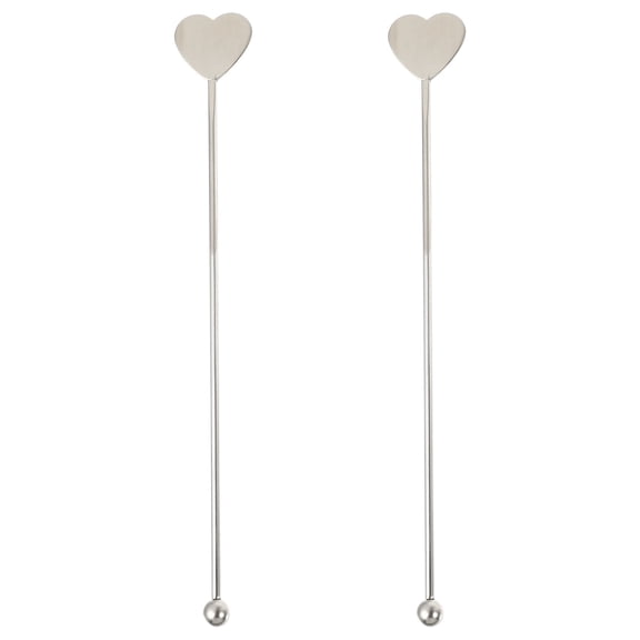 HEATSHAKING Cocktail Drink Stirrers Silver 2Pcs 7.5x1in Stainless Steel Beverage Stirrers