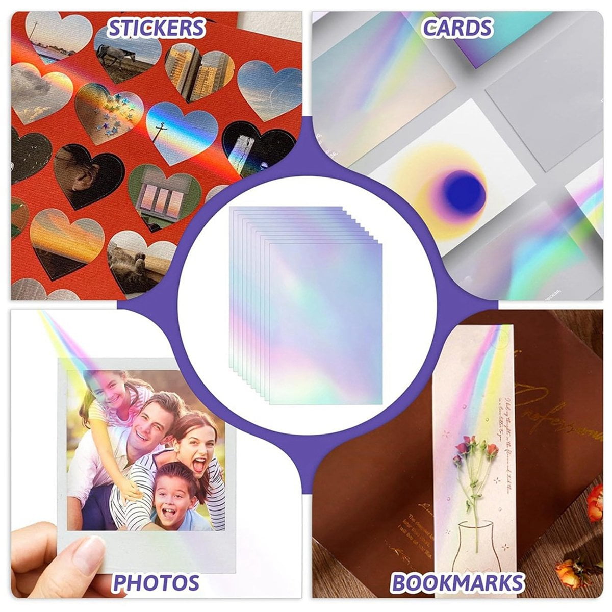 60 Sheets Holographic Laminate Sheets Clear Gitter Holographic Sticker Paper Vinyl Laminate Film 11.7 X 8.3 Inch A4 Size