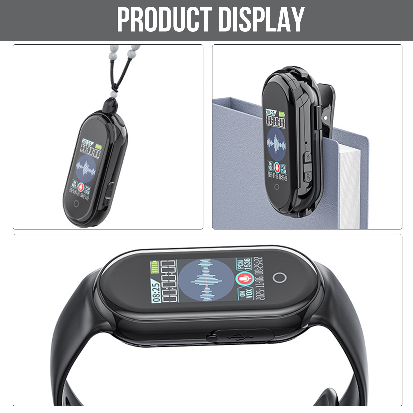 3-In-1 Portable Voice Recorder with Noise Cancellation, 64GB Smart High-Definition Recording Device, TYPE-C Charging, Ideal for Lectures, Interviews, Meetings, And Classes