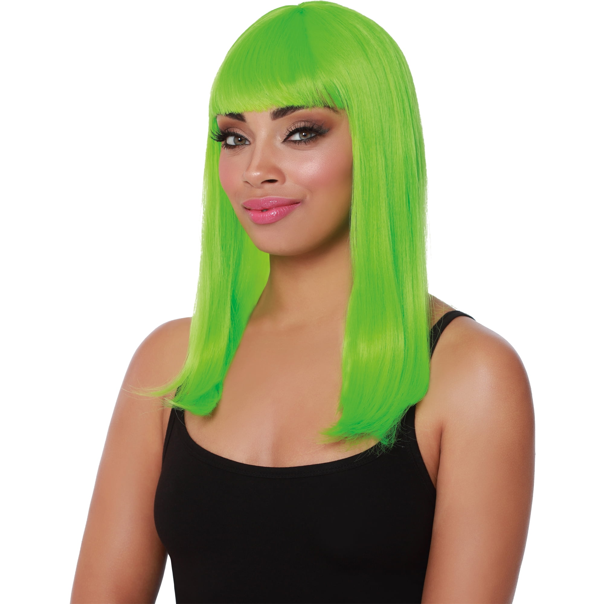 Way to Celebrate Long Green Bob Wig Adult Women’s Halloween Accessory