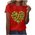 thumbnail image 2 of St. Patrick's Day Shirt for Women Shamrock Heart Pattern T-Shirt Short Sleeve Crewneck Casual Festival Apparel St Paddys Day Top, 2 of 5