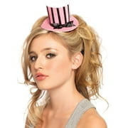 Velvet Striped Mini Top Hat Adult Costume Accessory Pink