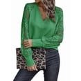 thumbnail image 2 of Womens Long Sleeve Shirts V-Neck Lace Tops Business Casual Blouses Tee Trendy Fall Fashion Outfits Clothes Green XXXL, 2 of 7