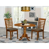 Medieval Kitchen Table Set - Round Drop Leaf Dinette Set with 4 Chairs - Asian Hardwood Dining Room Furniture
