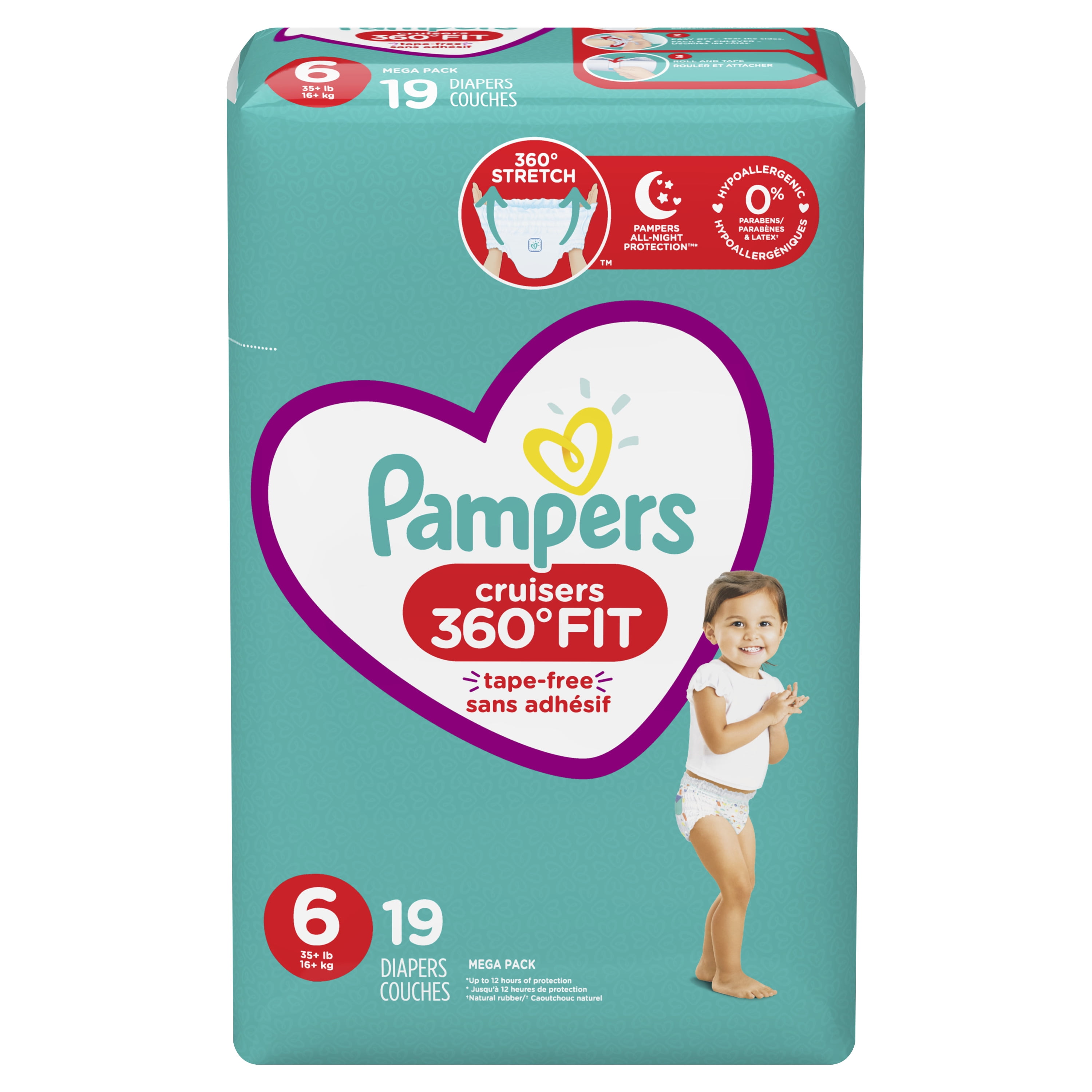 Pampers Cruisers 360 Fit Active Comfort Diapers, Size 6, 19 Ct