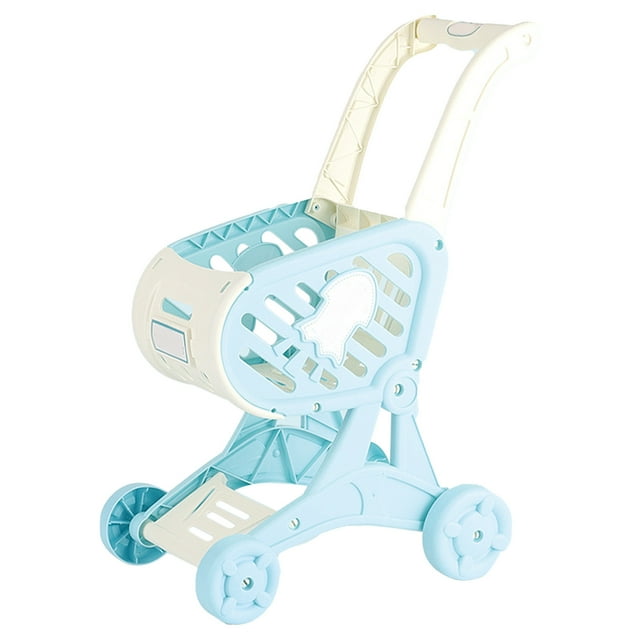 Carrito de compras para niños, juguete de supermercado, juego de simulación de compras, color azul