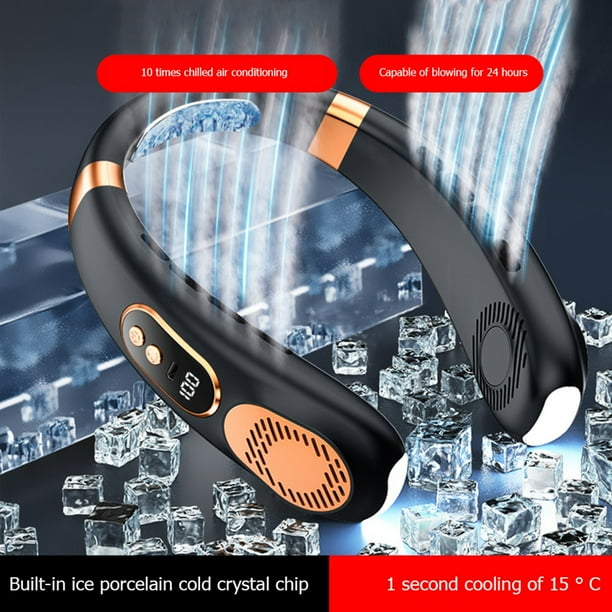 Ventilador De Cuello Ventilador De Cuello Colgante Sin Aspas Ventilador Eléctrico Usb Recargable (Actualización Negra)