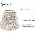 thumbnail image 2 of Round Mirror Crystal Cake Stand 3-Layer Cupcake Holder for Wedding Dessert Display, Crystal Beaded Cake Holder Plate with Chains Silver/Gold for Party Decoration (Gold Round 3PCS), 2 of 3