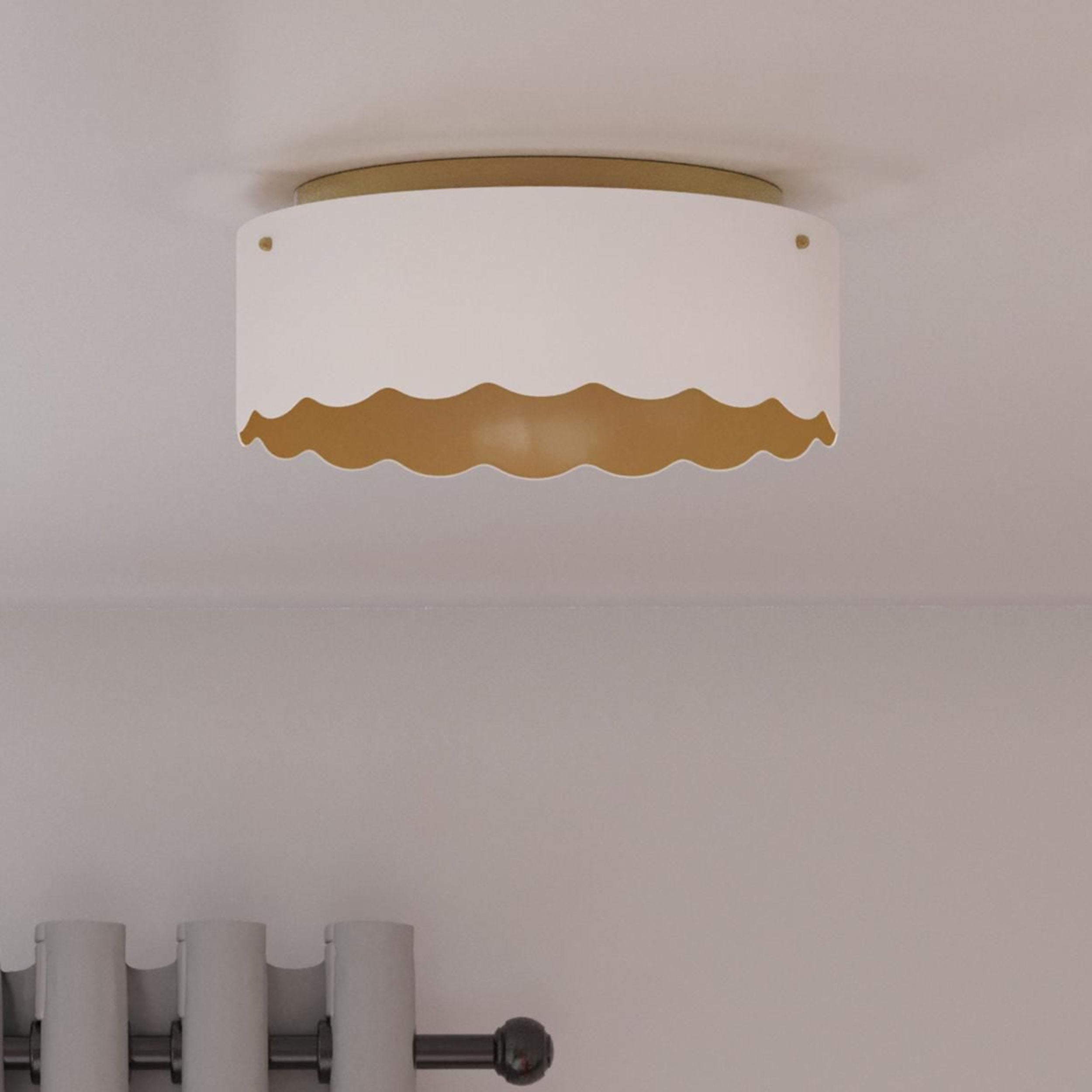 Avec Bettye Collection 12.5" Luxe 2-Light Champagne Bronze Flush Mount Light with White Shade