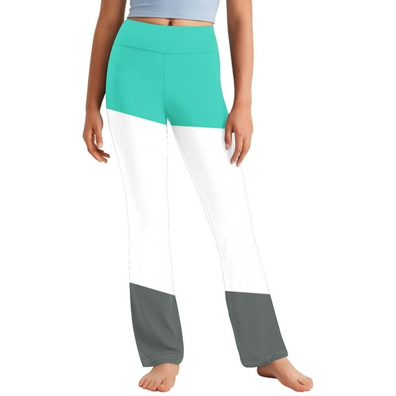 Qodauz Girls High Waist Legging Straight Leg Stretchy Yoga Pants Casual Solid Color Long Pants for 3-12 Years