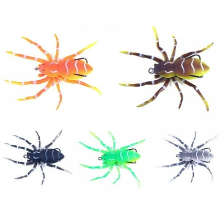Patgoal 5Pcs 3.14in/7g Bionic Spider Bait Soft Fishing Lure Freshwater Saltwater Swimbaits Fishing Tackle Accessories