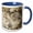 Blue/White, variant on 3drose, Medieval Colorful Geographical Map of Earth, Two Hemispheres, Gift, 11oz Two-tone Yellow Mug