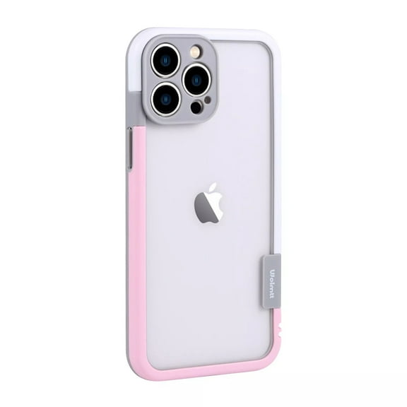 for iPhone 16 Phone Case, Luxury Shockproof Anti-Fingerprint Anti-Scratch [Military-Grade Protection] Ultra Slim Transparent Silicone Anti-slip Bumper Matte Back Case, Pinkwhite