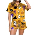 thumbnail image 1 of Fgnfyis Ensemble de Pyjama Décontracté Imprimé pour Femmes et Shorts Pyjama d'Halloween Femmes Jaune_001 L, 1 of 6