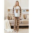 thumbnail image 5 of Jaweiwi Family Matching Christmas Pajamas Set Plaid and Reindeer Print Holiday Pajamas Sleepwear Dad Mom Kids PJs, 5 of 10