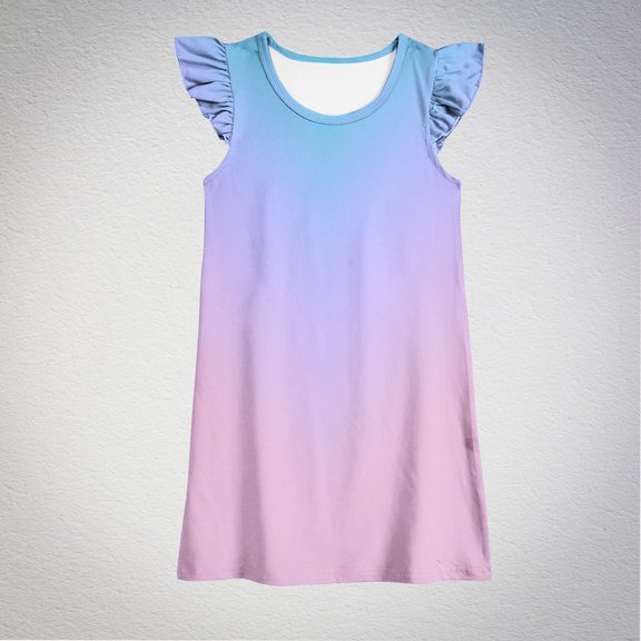 gljltg Baby Summer Girl's Cute Solid Round Neck Flying Sleeve Dress