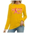 thumbnail image 1 of MKLEKYY Hauts Ajustés pour Femmes T-Shirt à Manches Longues Imprimé Mois de la Prévention du Cancer Col Rond Décontracté pour Femmes, 1 of 3