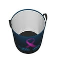 thumbnail image 3 of Balery Two Human Hands are Holds Pink Ribbon Awareness Round Laundry Basket with Handles Waterproof Freestanding Laundry Hamper for Clothes Toys in the Dorm and Family-Small, 3 of 8