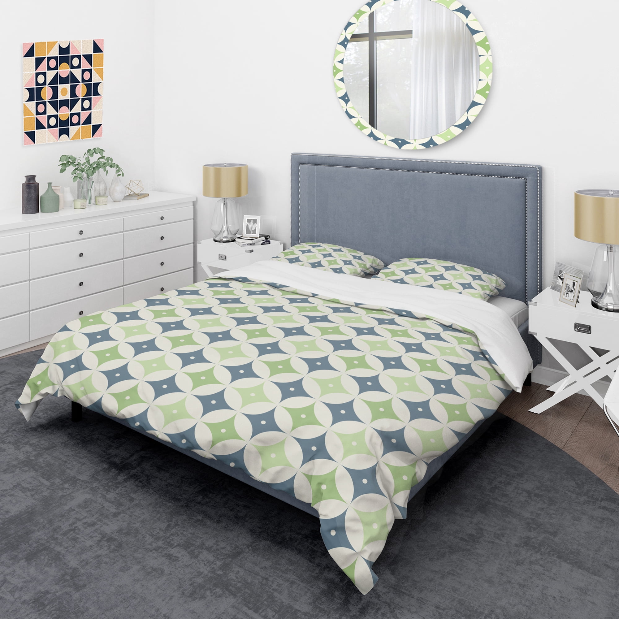 Designart 'Retro Geometric Design V' Mid-Century Modern Duvet Cover Set