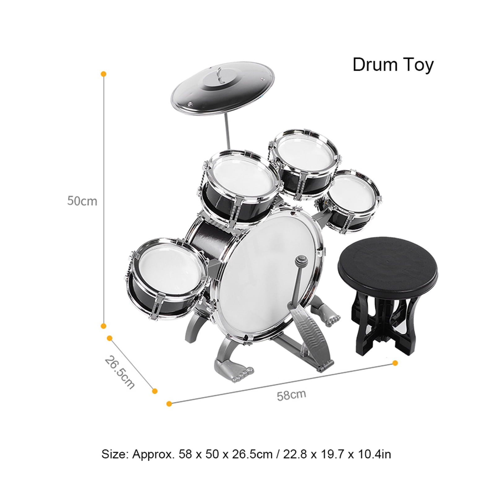 OTVIAP Junior Drum Set Children Drum, Musical Instrument Drum Set, For Beginners Baby Black