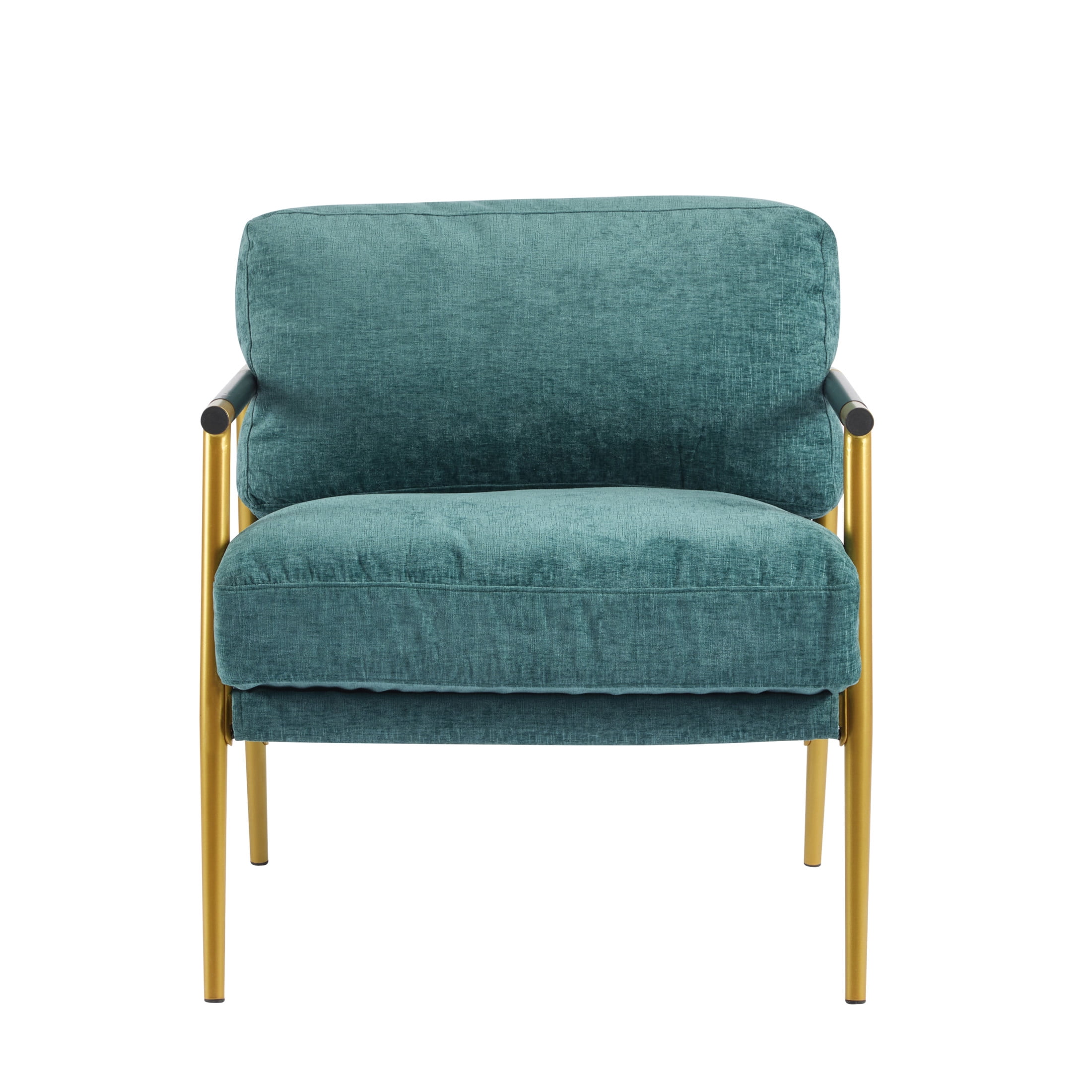 Christopher Knight Home Mid-Century Modern Upholstered Accent Chair, Wooden Armrest, Metal Frame, Teal