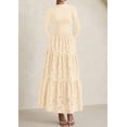 thumbnail image 4 of Vestido PRETTYGARDEN Maxi Beige de Manga Larga Otoño 2025, 4 of 5