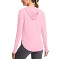 thumbnail image 2 of Bxsruta Women's Long Sleeve Hooded Athletic Shirt UPF 50+ Sun Protection Quick Dry Workout Top for Hiking Running and Casual Wear, 2 of 8