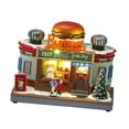 thumbnail image 4 of Estatua de pueblo navideño, regalo de Navidad, artesanía giratoria con parte superior iluminada y música navideña Forma de hamburguesa, 4 of 9