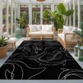 thumbnail image 2 of Area Rugs 5'x7', Black Shark Carpet Runner Indoor Outdoor Rugs Home Decor Aesthetic, Black White Line Abstract Art Non Slip Mats Washable Accent Rug for Living Room Bedroom, 2 of 8