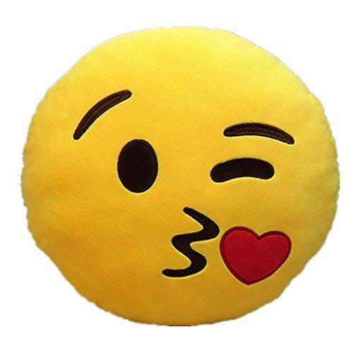 USA SELLER Emoji Coin Purse Wallet Throwing Kiss Key chain Plush Yellow 4" inch 