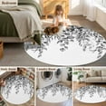 thumbnail image 5 of Round Rug 7Ft Washable Non-Slip, Eucalyptus Leaves Circle Area Rugs for Living Room Bedroom, Black Grey Summer Botanical Weeping Indoor Floor Mats Carpet Runner for Home Decor Aesthetic, 5 of 8