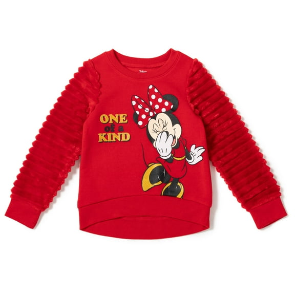 Disney Minnie Mouse Big Girls Fleece Fur Sweatshirt Toddler to Big Kid