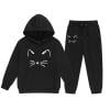 thumbnail image 3 of shqvo Girls' Activewear Hooded Sets Size 2-13 Catrtoon Cat Print Hooded Hoodie and Sweatpant 2 Piece Sweat Suits Long Sleeve Solid Color Kids Sweat Set Fall Outfits Fall Clothes for Toddler Girls, 3 of 7