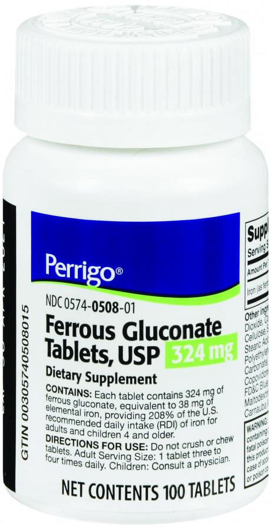 Perrigo Iron Supplement, 324 mg Strength Tablet, 100 Count