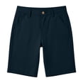 thumbnail image 5 of Women's Casual Elastic Waist Bermuda Shorts with Pockets, High Elasticity Stretch Twill, Summer Walking Hiking Chino Shorts, Solid Workwear Shorts for Women | UKHCCC,Navy L, 5 of 9