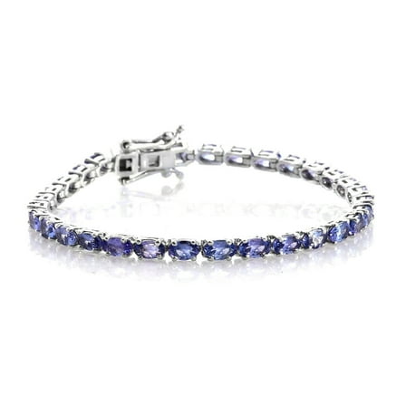 Oval Shape 5x3 mm Blue Tanzanite Eternity Tennis Bracelet 7.5 Inch 925 Sterling Silver December Birthstone Month Gemstone Jewelry Women Gift For Her Wedding Anniversary Birthday Gift
