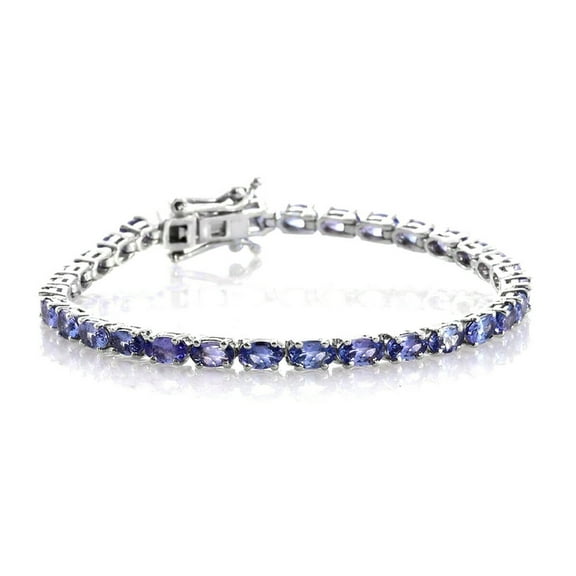 Oval Shape 5x3 mm Blue Tanzanite Eternity Tennis Bracelet 7.5 Inch 925 Sterling Silver December Birthstone Month Gemstone Jewelry Women Gift For Her Wedding Anniversary Birthday Gift