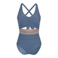 thumbnail image 2 of Xuyuer One Piece Swimsuit for Women Criss Cross Tummy Control V Neck Bathing Suit Color Block High Waisted Cutout Swimwear Beach, 2 of 7