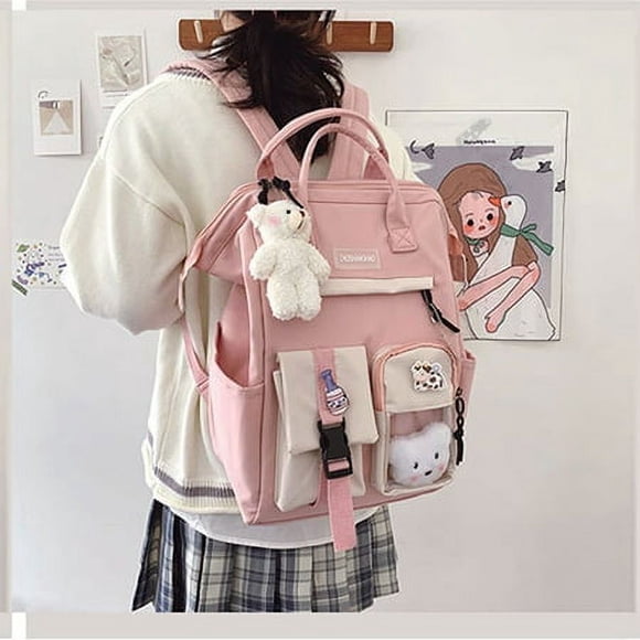Rinder Backpack With Bears Women Waterproof Candy Colors Backpacks Fancy Bookbags High School Bags for Teenage Girl Gift Cute Travel Rucksack(15*10*7 Inch)Purple