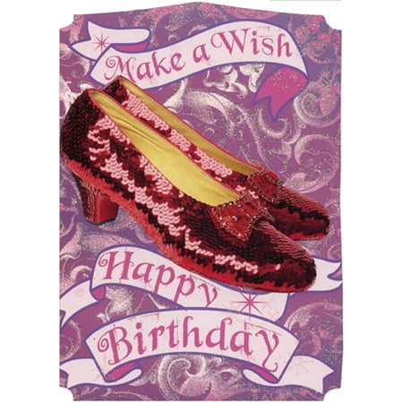 Paper House Productions Die Cuts - Paper House Productions Make a Wish Ruby Slippers Die Cut Glitter Wizard of Oz Birthday Card For Her / Girls