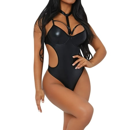 BJUTIR Lingerie For Women Fashion Patent Leather Sleepwear Lingerie Temptation Underwear Nightdress