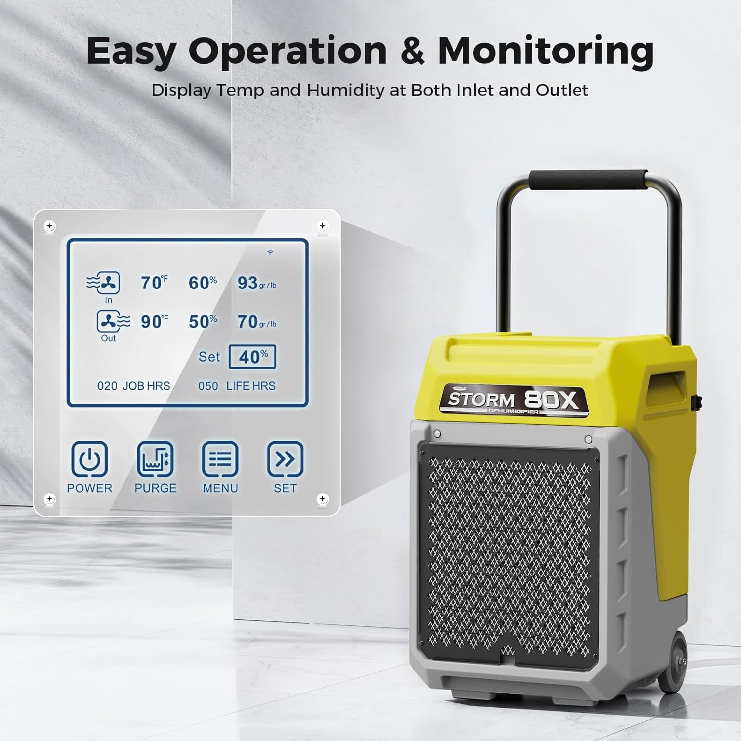 ALORAIR  Commercial Dehumidifier 170 Pints LGR Dehumidifier with Pump & Drain Hose, Portable Insutrial Dehumidifier for Basments, Home, Job Sites, Fit for 2,100 Sq.Ft Space with Wheels