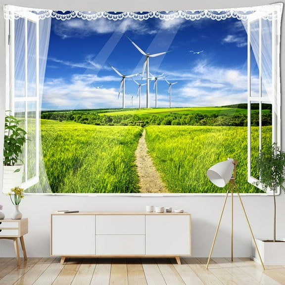Landscape Tapestry Bedroom ration Background Cloth 3D Window Scery Tapestry Wall Hanging D